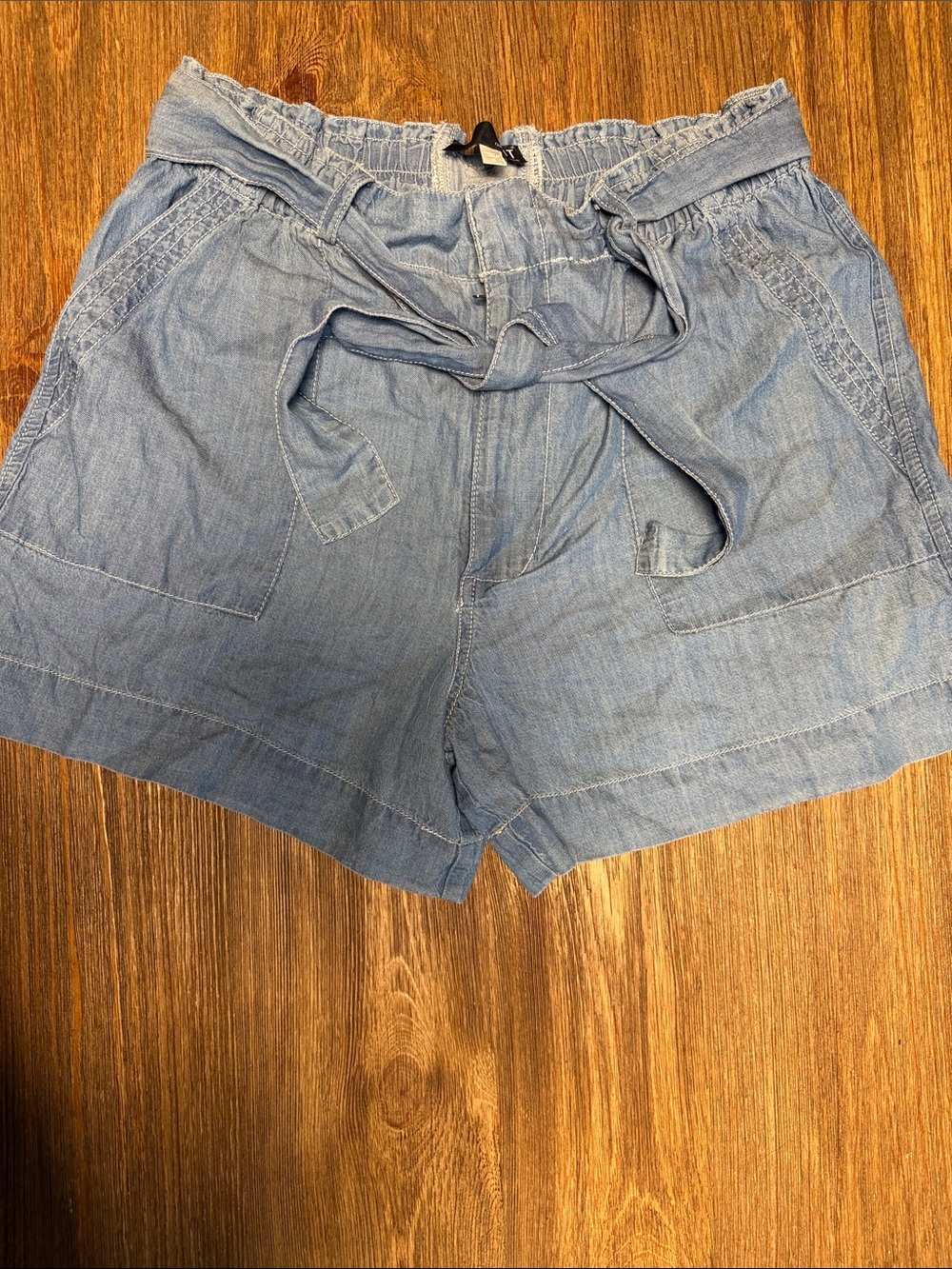 Kut from the Kloth Light Blue High-Waist Tie-Waist Shorts